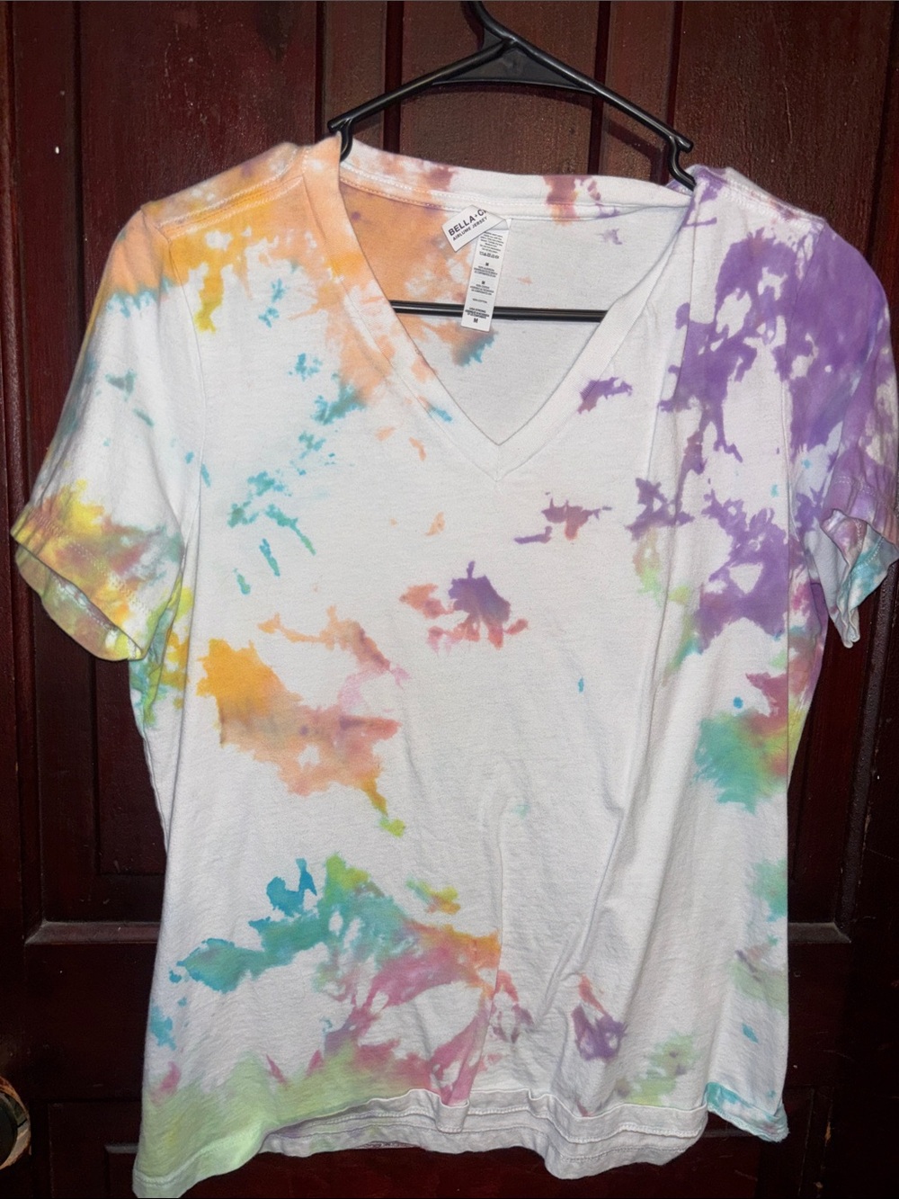 Bella Canvas White Tie-Dye V-Neck Tee